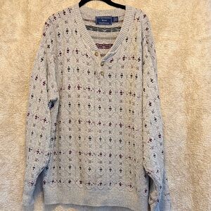 Classic V-Neck Sweater with Button Detail